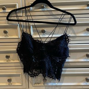 Black lace cropped top